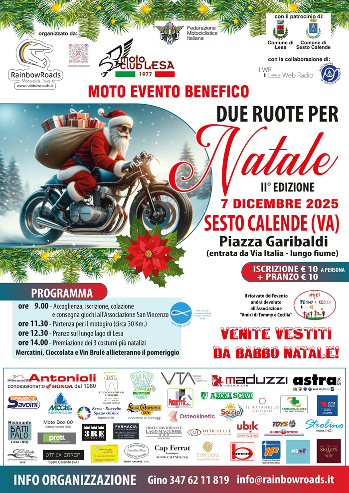 Locandina evento Due ruote per Natale, II edizione