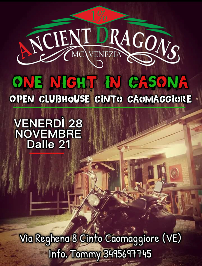 Locandina evento Ancient Dragons Open Clubhouse Cinto Caomaggiore