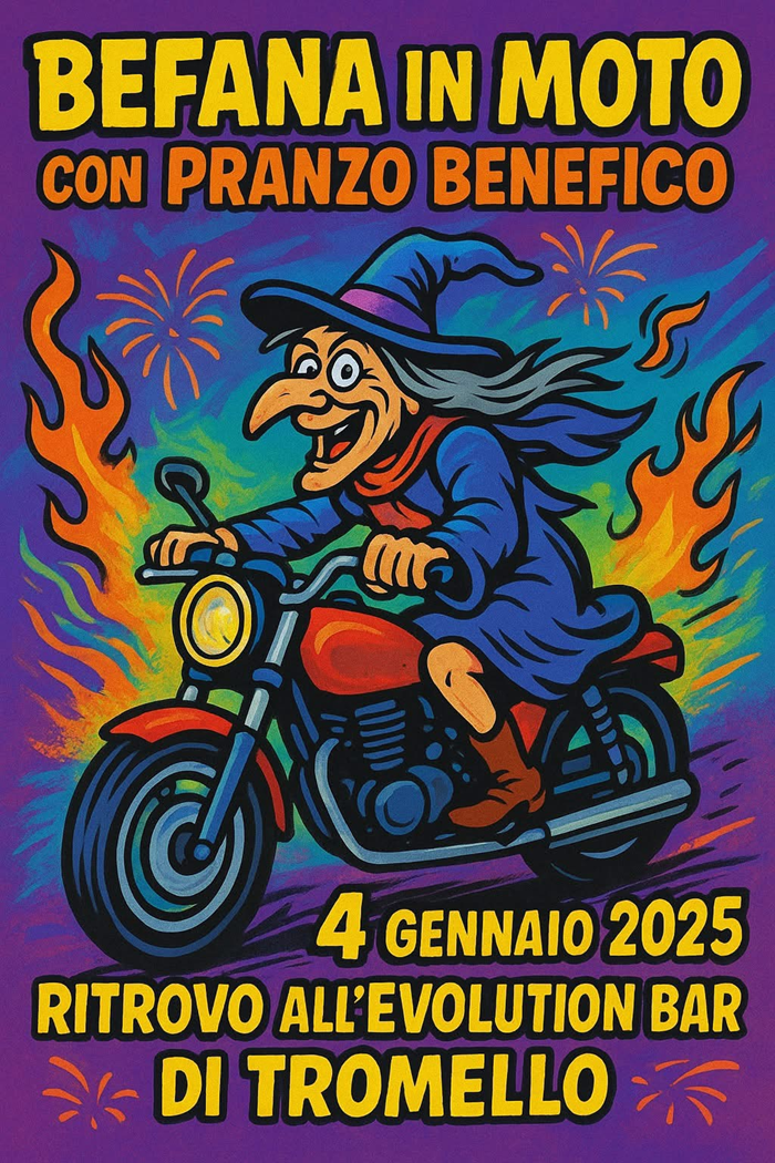 Locandina evento BEFANA IN MOTO CON PRANZO BENEFICO