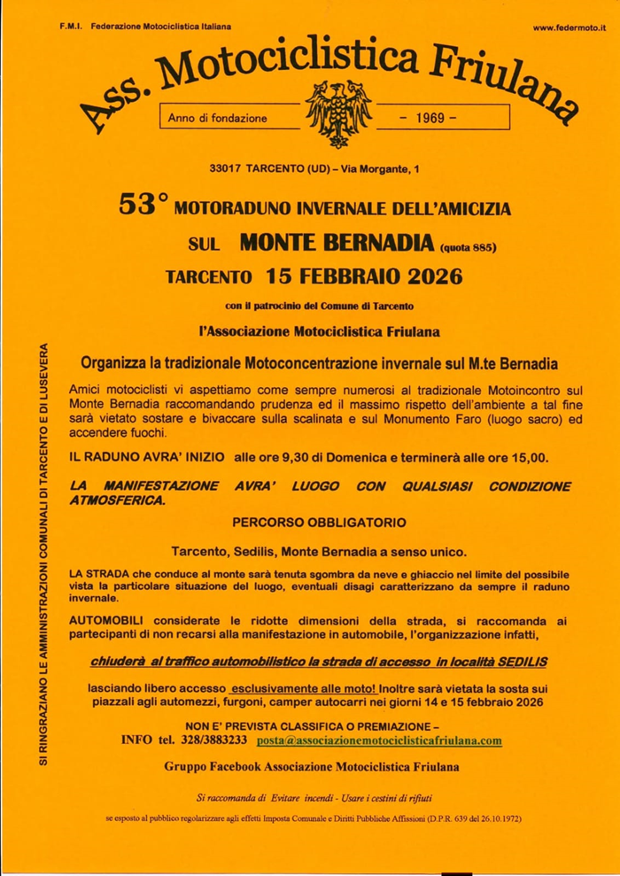 Locandina evento 53 MOTORADUNO MONTE BERNADIA
