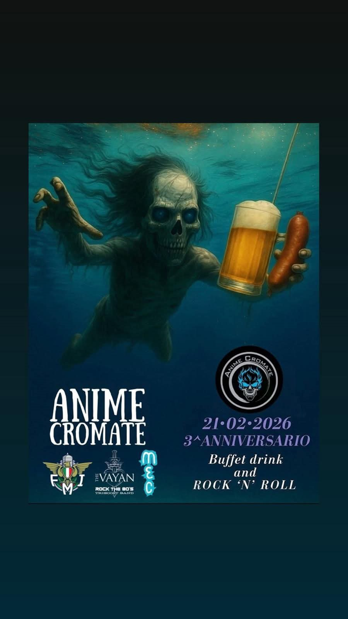 Locandina evento 3° ANNIVERSARIO ANIME CROMATE