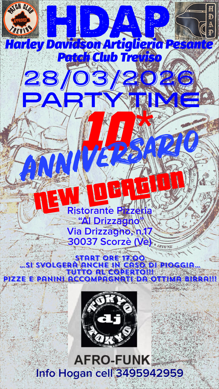 Locandina evento Party Time Decimo Anniversario HDAP