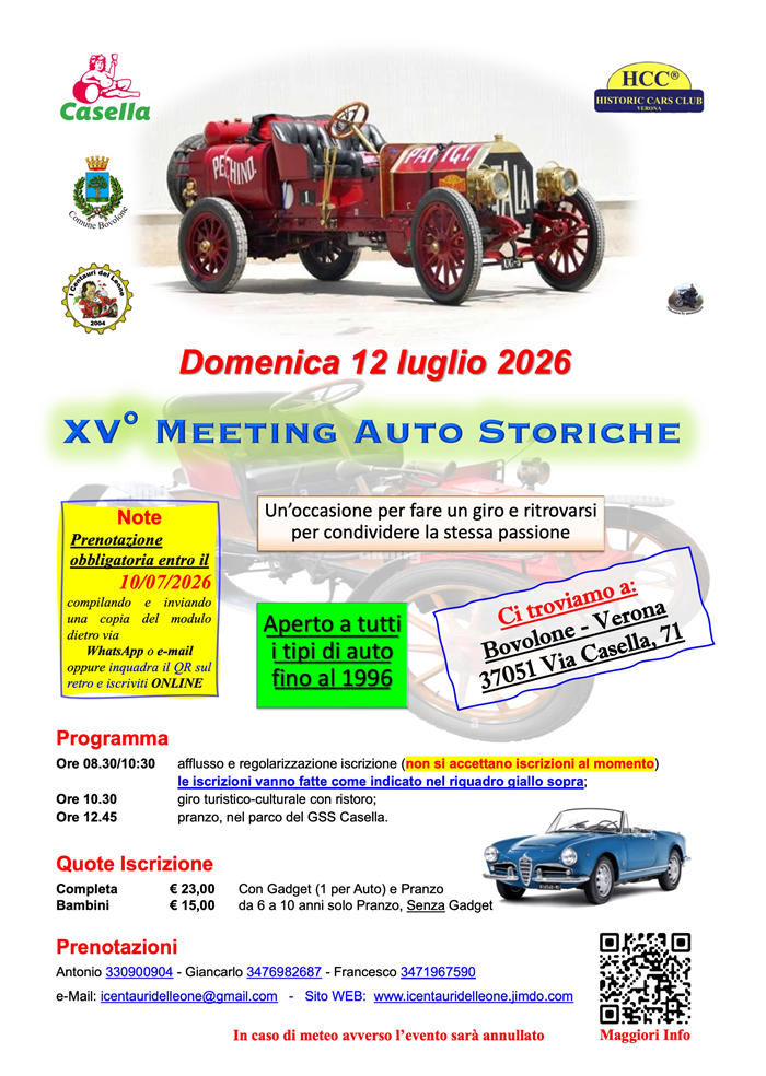 Locandina evento XV MEETING AUTO STORICHE 