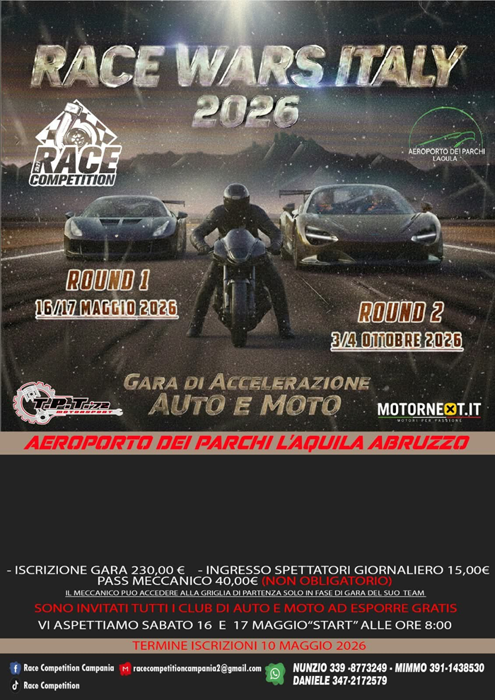 Locandina evento Race Wars Italy Round1 2026