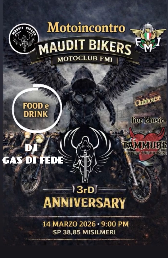 Locandina evento Maudit Bikers 3 rd  anniversary