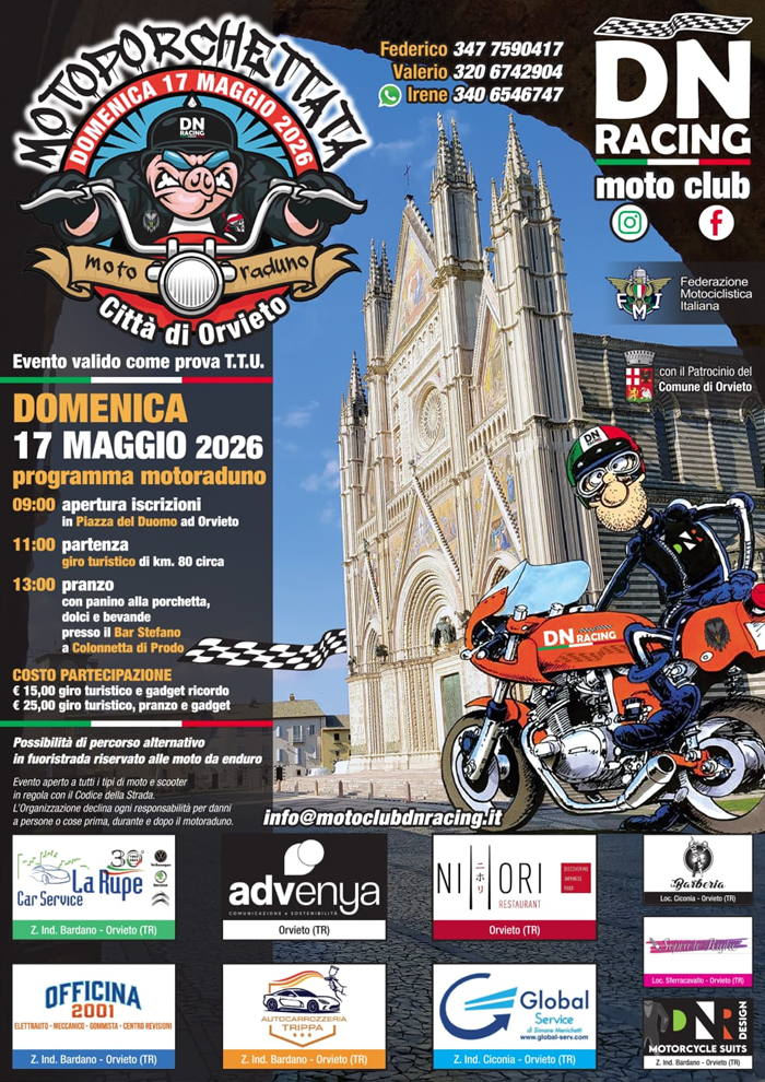 Locandina evento MOTOPORCHETTATA Motoraduno Città di Orvieto 