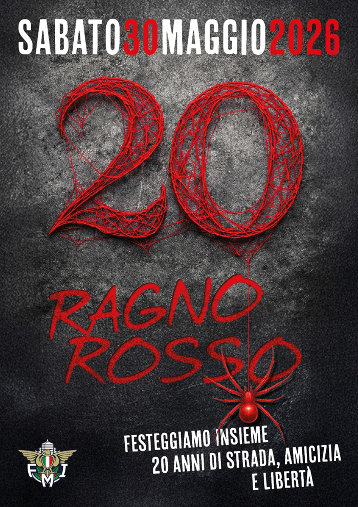 Locandina evento 7° MOTO INCONTRO RAGNO ROSSO - 20 ANNI SULLA STRADA