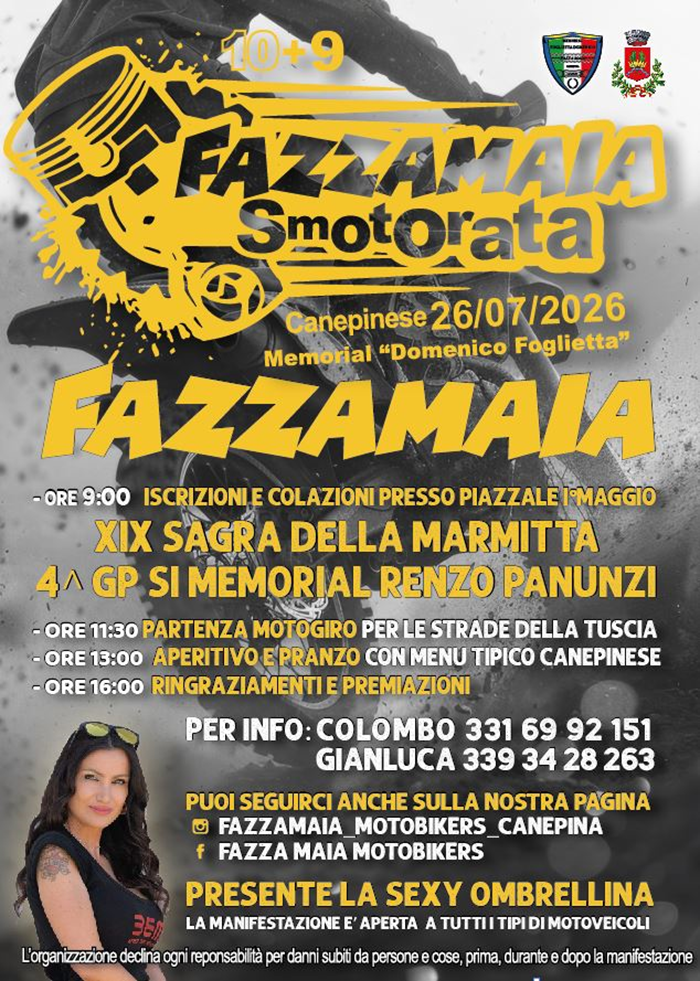 Locandina evento 10+9 Smotorata Canepinese Memorial Domenico Foglietta 
