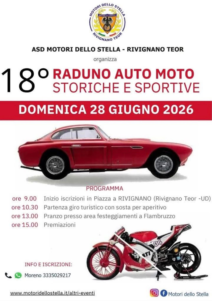 Locandina evento Raduno auto e moto epoca e moderne 